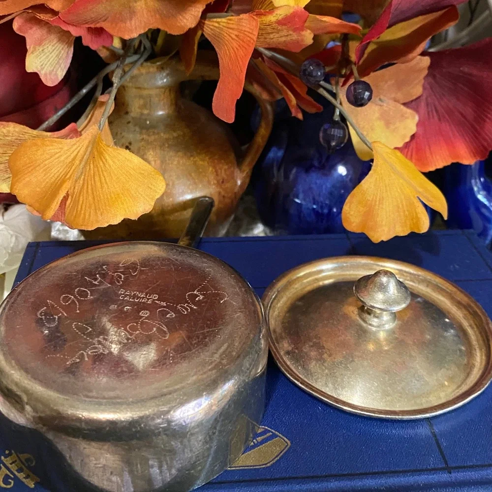 Vintage Signed Raynaud Catoire Mini Saucepan‎ Pot with Lid Silver Plated Decor